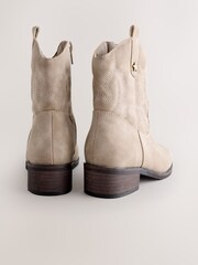 Mink Brown Faux Suede Western Ankle Boots - Image 4 of 5