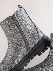 Silver Glitter Standard Fit (F) Chunky Chelsea Boots - Image 4 of 5