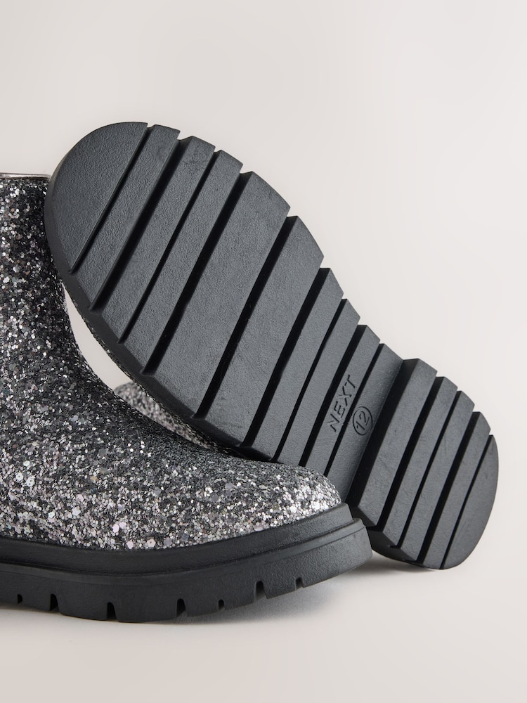 Silver Glitter Standard Fit (F) Chunky Chelsea Boots - Image 5 of 5 Silver Glitter Standard Fit (F) Chunky Chelsea Boots - Image 5 of 5