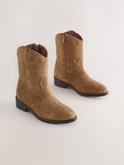 Tan Brown Suede Leather Western Boot - Image 1 of 5