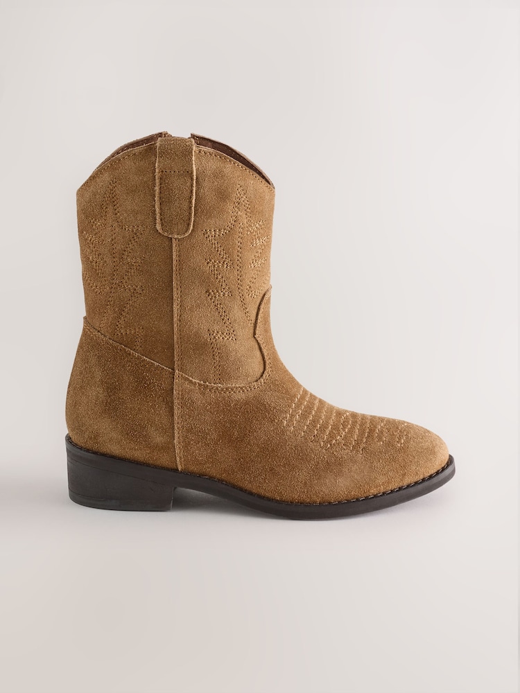Tan Brown Suede Leather Western Boot - Image 2 of 5 Tan Brown Suede Leather Western Boot - Image 2 of 5