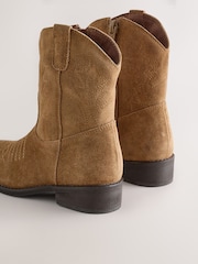 Tan Brown Suede Leather Western Boot - Image 4 of 5