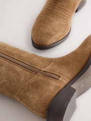 Tan Brown Suede Leather Western Boot - Image 5 of 5