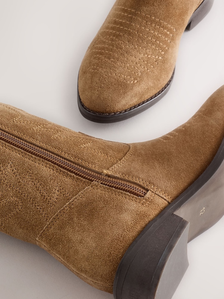 Tan Brown Suede Leather Western Boot - Image 5 of 5 Tan Brown Suede Leather Western Boot - Image 5 of 5