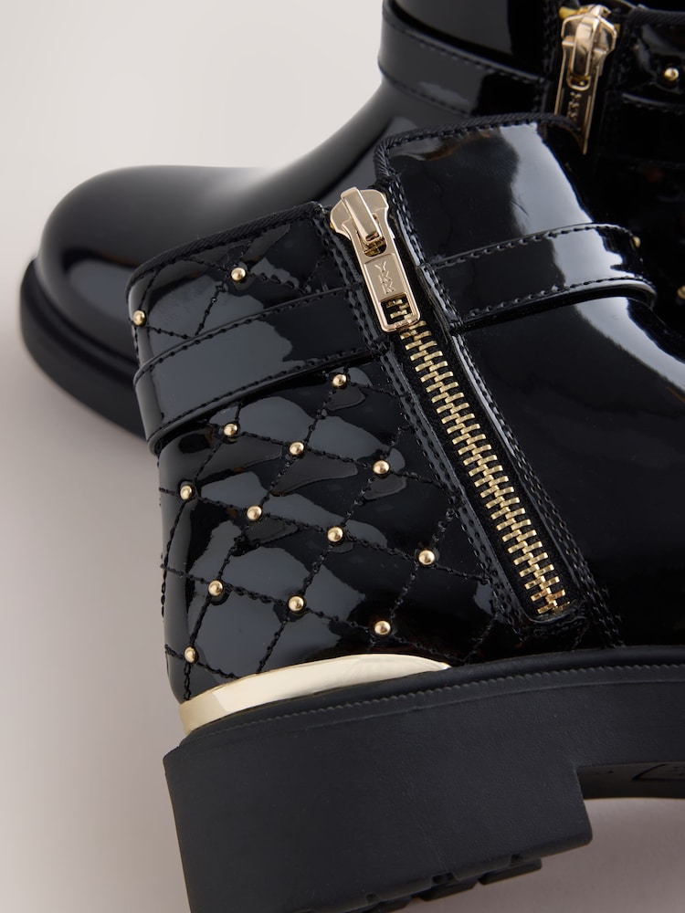 Black Patent Ankle Bow Boots - Image 4 of 4