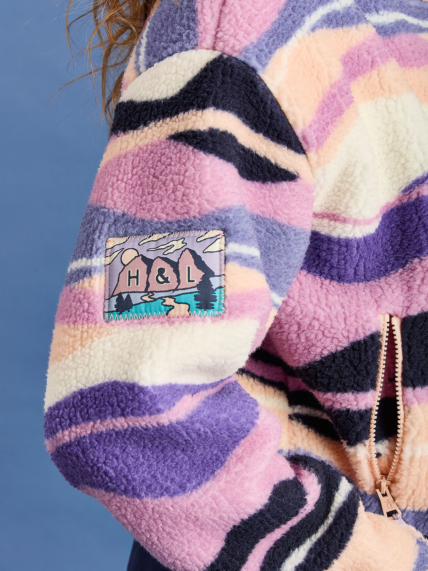 Buy Harper & Lewis Purple Lana Retro Pattern Cropped Sherpa Fleece