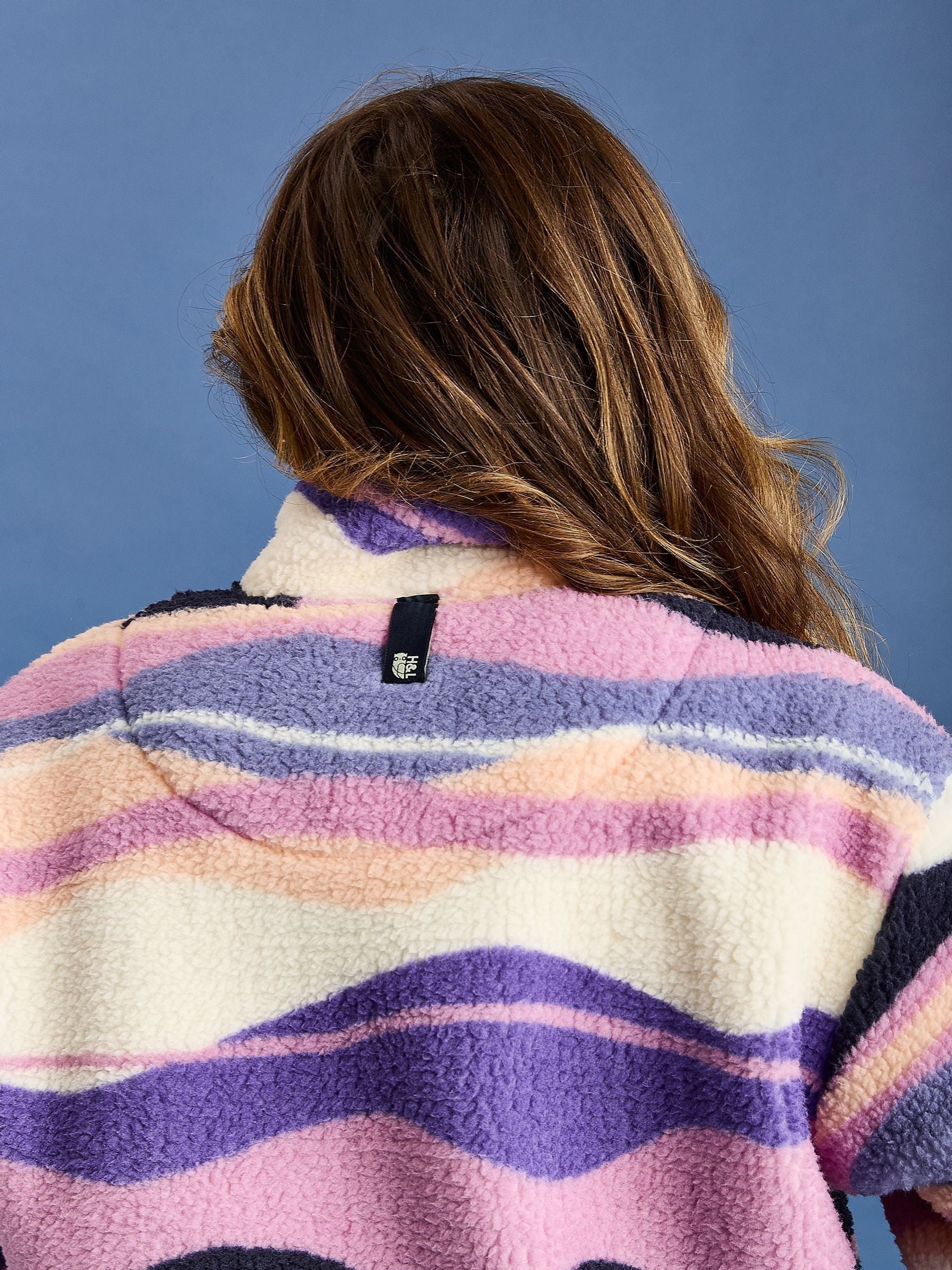 Buy Harper & Lewis Purple Lana Retro Pattern Cropped Sherpa Fleece