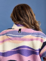 Harper & Lewis Purple Lana Retro Pattern Cropped Sherpa Fleece Jacket - Image 5 of 5