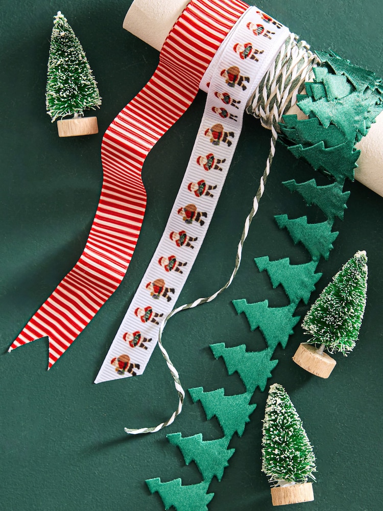 Red and Green Novelty Christmas Wrap Gift Ribbon Accessory Pack - Image 1 of 3 Red and Green Novelty Christmas Wrap Gift Ribbon Accessory Pack - Image 1 of 3