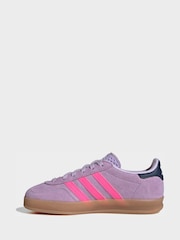 adidas Pink/Purple Gazelle Indoor Kids Trainers - Image 2 of 9