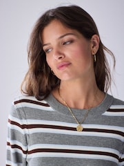 Grey Stripe Soft Touch Long Sleeve Crew Neck Jumper - Image 3 of 8