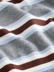 Grey Stripe Soft Touch Long Sleeve Crew Neck Jumper - Image 7 of 8