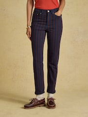 Brown/Navy Striped - Joules Slim Straight Mid Rise Jeans - Larawan 1 ng 6