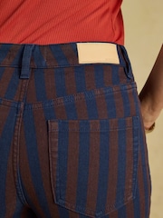 Brown/Navy Striped - Joules Slim Straight Mid Rise Jeans - Larawan 5 ng 6