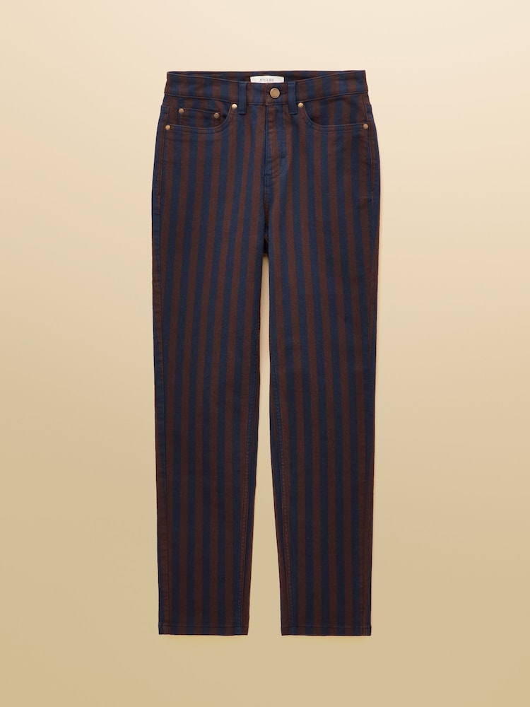 Brown/Navy Striped - Joules Slim Straight Mid Rise Jeans - Larawan 6 ng 6