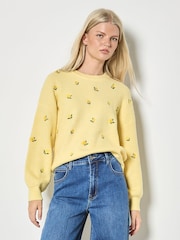 Apricot Yellow Embroidered Lemon Jumper - Image 1 of 4