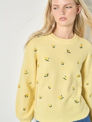 Apricot Yellow Embroidered Lemon Jumper - Image 3 of 4