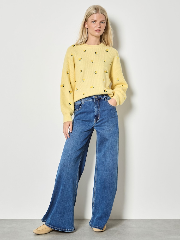 Apricot Yellow Embroidered Lemon Jumper - Image 5 of 5 Apricot Yellow Embroidered Lemon Jumper - Image 5 of 5