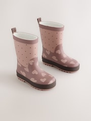 Mocha Brown Hearts Wellies - Image 1 of 5