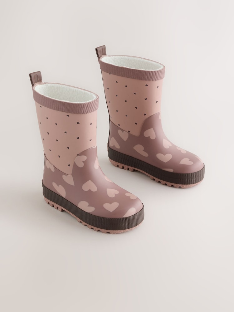 Mocha Brown Hearts Wellies - Image 1 of 5 Mocha Brown Hearts Wellies - Image 1 of 5