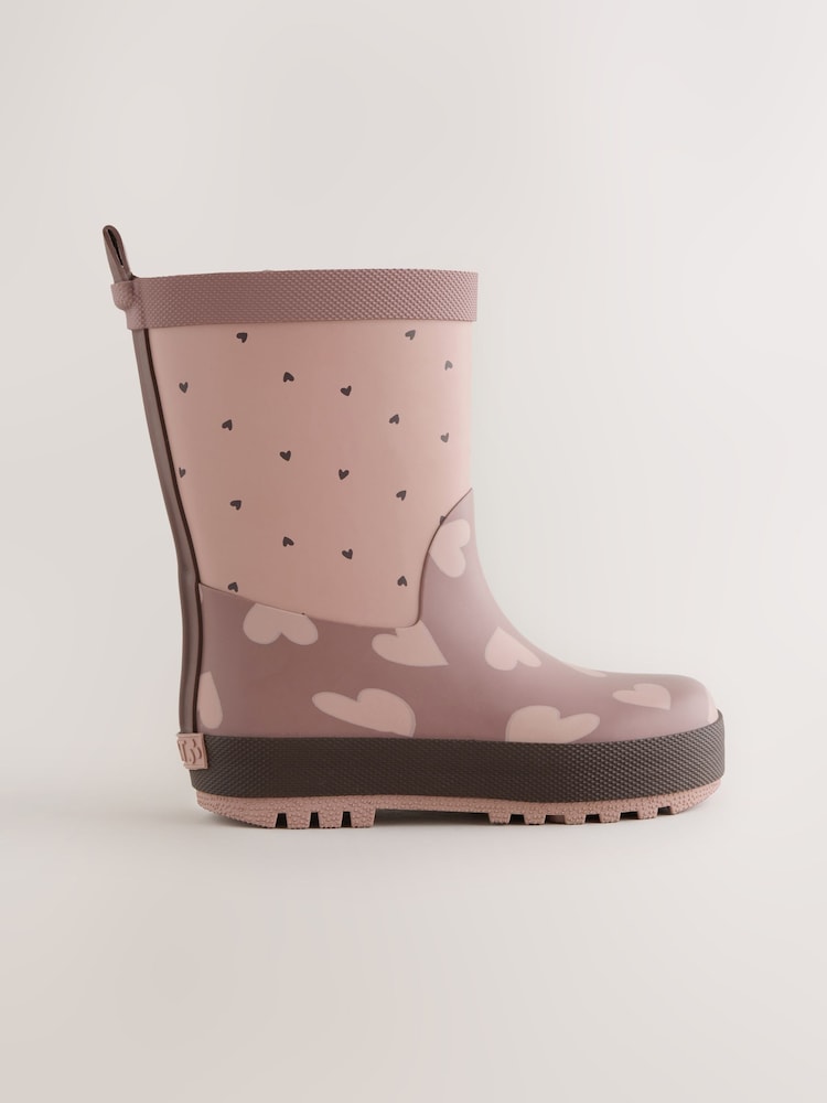 Mocha Brown Hearts Wellies - Image 2 of 5 Mocha Brown Hearts Wellies - Image 2 of 5