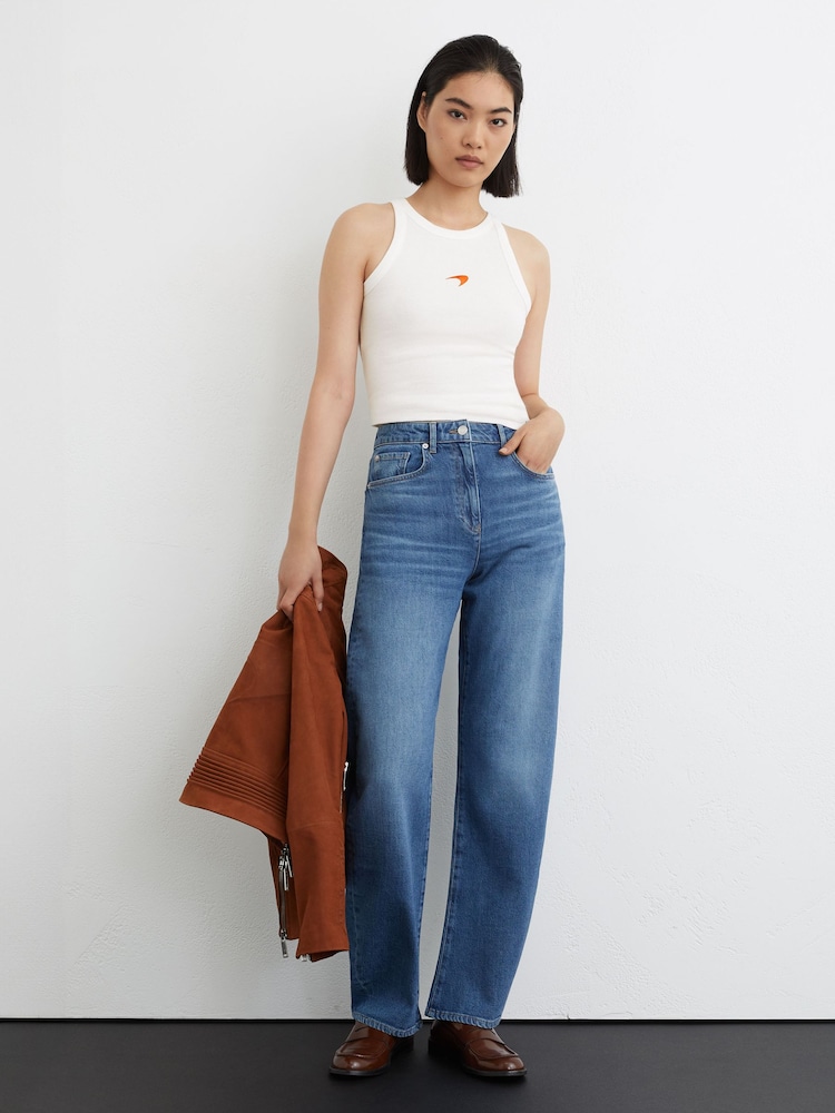 Reiss White Lella McLaren Racing Speedmark Waffle Vest - Image 1 of 6