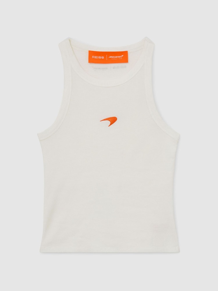 Reiss White Lella McLaren Racing Speedmark Waffle Vest - Image 2 of 6