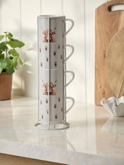 Set of 4 Hamish the Altoland Cow Stacking Mugs with Wire Stand - Imagen 2 de 4