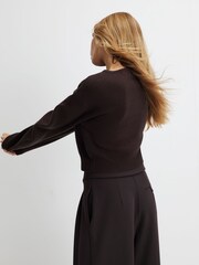 River Island Brown Knitted Structured Sleeve Button Cardigan - Image 3 of 4