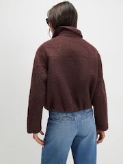 River Island Brown Faux Wool Harrington Zip up Jacket - Image 3 of 4