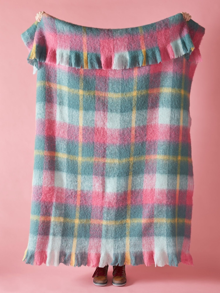 Bluebellgray Teal Pink Highland Check Throw - Image 1 of 5