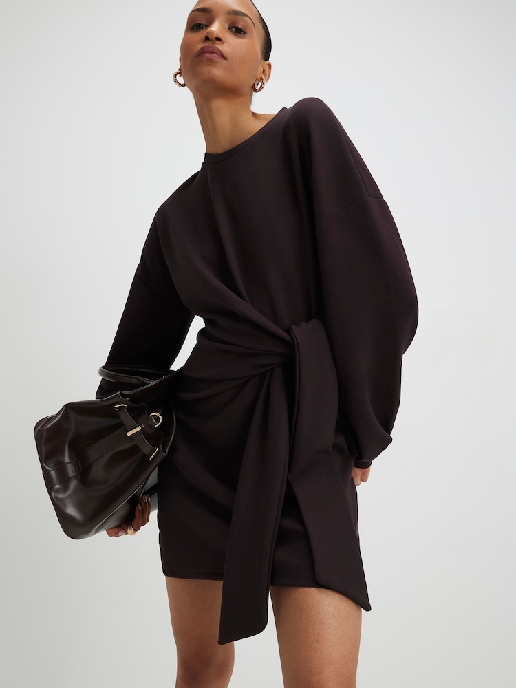 River Island Long Sleeve Premium Knot Detail Mini Dress - Imaginea 4 din 4 River Island Long Sleeve Premium Knot Detail Mini Dress - Imaginea 4 din 4