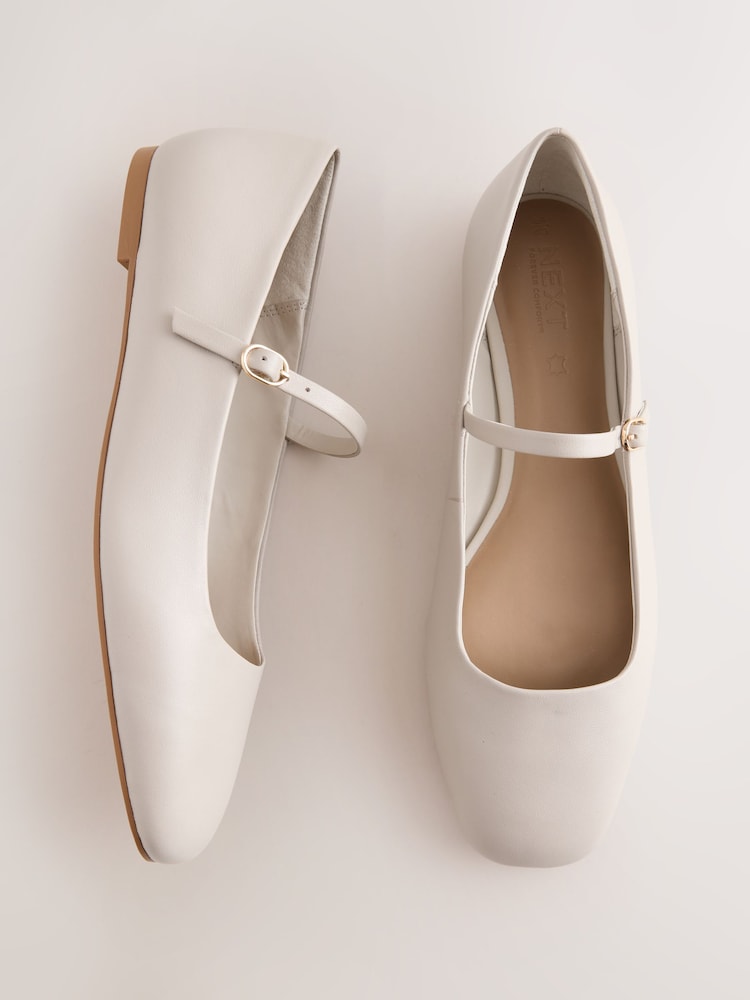 Bone Forever Comfort® Leather Square Toe Mary Jane Shoes - Image 1 of 9 Bone Forever Comfort® Leather Square Toe Mary Jane Shoes - Image 1 of 9