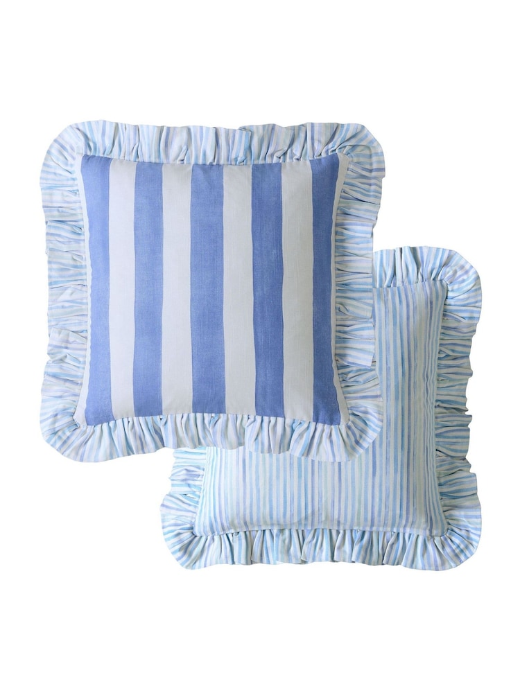Bluebellgray Blue Sunday Stripe Cushion - Image 5 of 5