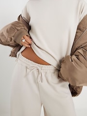 River Island Cream Petite Premium Wide Leg Joggers - Image 4 of 4