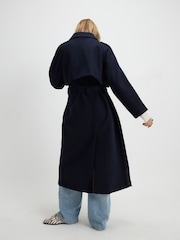 River Island Blue Double Breasted Belted Collar Trench Coat - Image 3 of 4