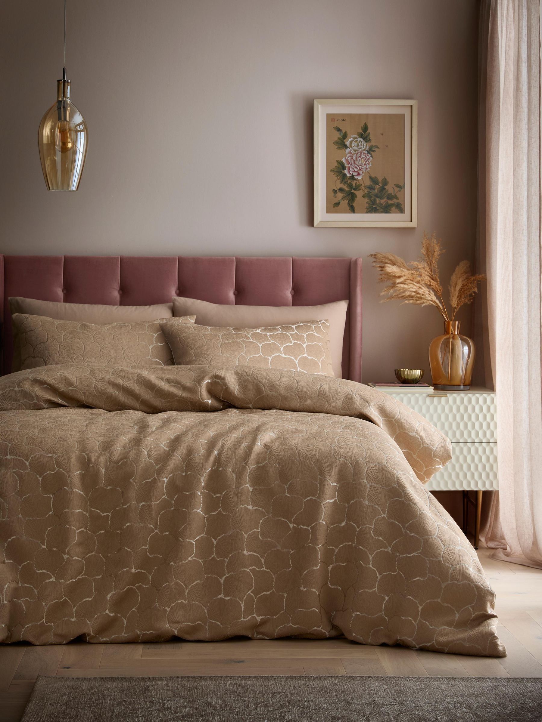 Soiree Unisex Natural 'Ginko' Jacquard Woven Duvet Cover Set In | : Super King - Image 4