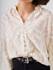 Mint Velvet Cream Floral Jacquard Blouse - Image 4 of 7