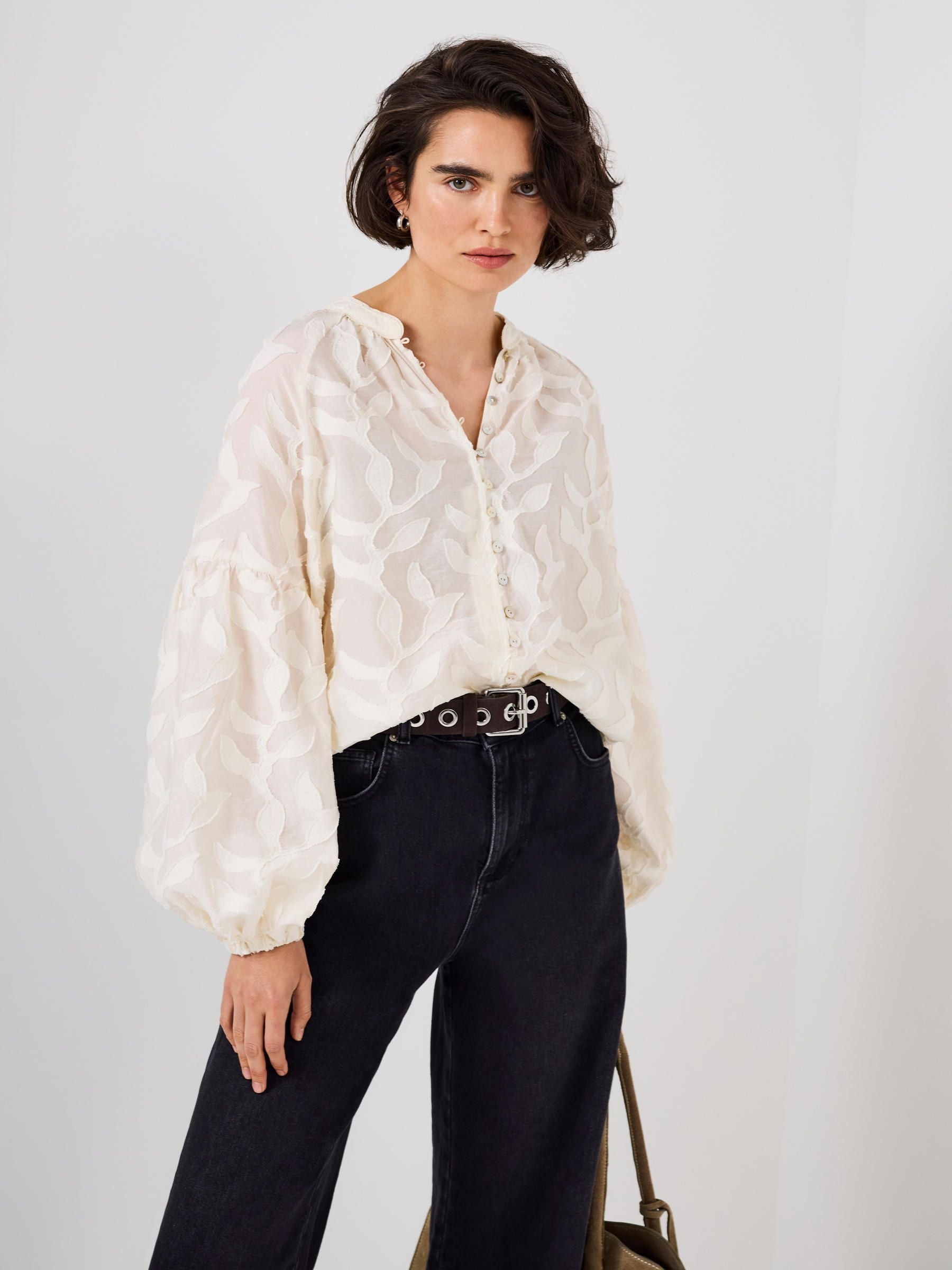 Buy Mint Velvet Cream Floral Jacquard Blouse from the Next UK