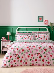 Bedlam Pink Fun Strawberries Easy Care Duvet Cover Set - Image 2 of 7