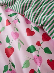 Bedlam Pink Fun Strawberries Easy Care Duvet Cover Set - Image 6 of 7