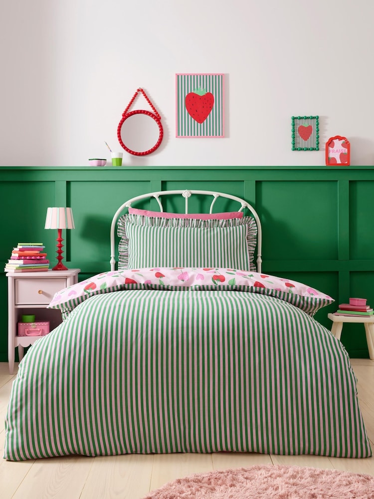 Bedlam Pink Fun Strawberries Easy Care Duvet Cover Set - Image 7 of 7