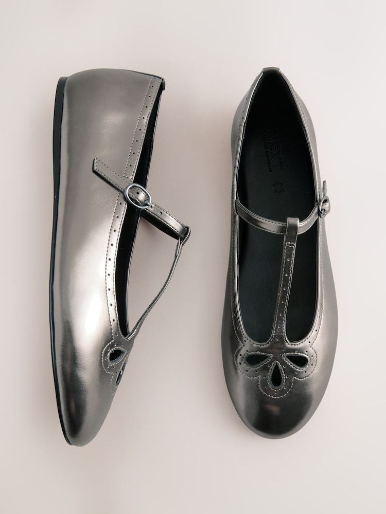 Pewter Forever Comfort® Leather Mary Jane Shoes - Image 1 of 9