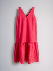 The Set Cotton Broderie Midi Dress Red - Image 1 of 3