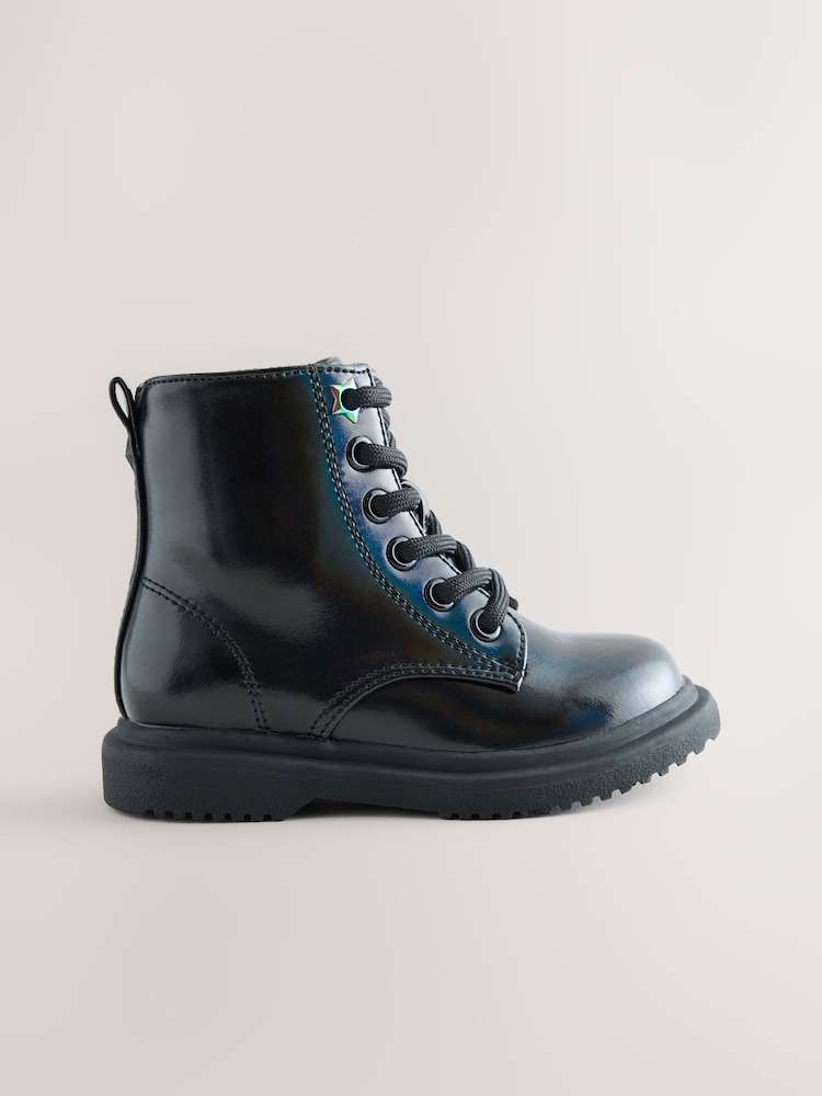 Black Wide Fit (G) Lace Up Ankle Boots - Image 2 of 5