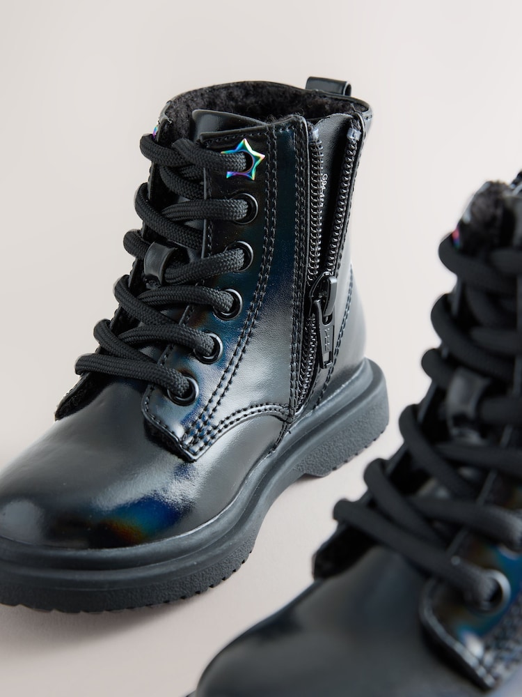 Black Wide Fit (G) Lace Up Ankle Boots - Image 5 of 5
