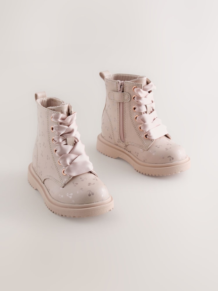 Pink Cherry Wide Fit (G) Lace Up Ankle Boots - Image 1 of 6