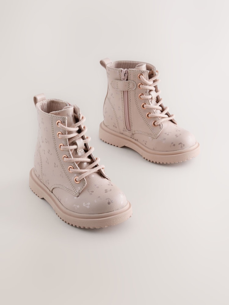 Pink Cherry Wide Fit (G) Lace Up Ankle Boots - Image 2 of 6