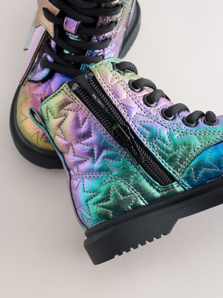 Multi Rainbow Wide Fit (G) Lace Up Ankle Boots - Image 6 of 6 Multi Rainbow Wide Fit (G) Lace Up Ankle Boots - Image 6 of 6