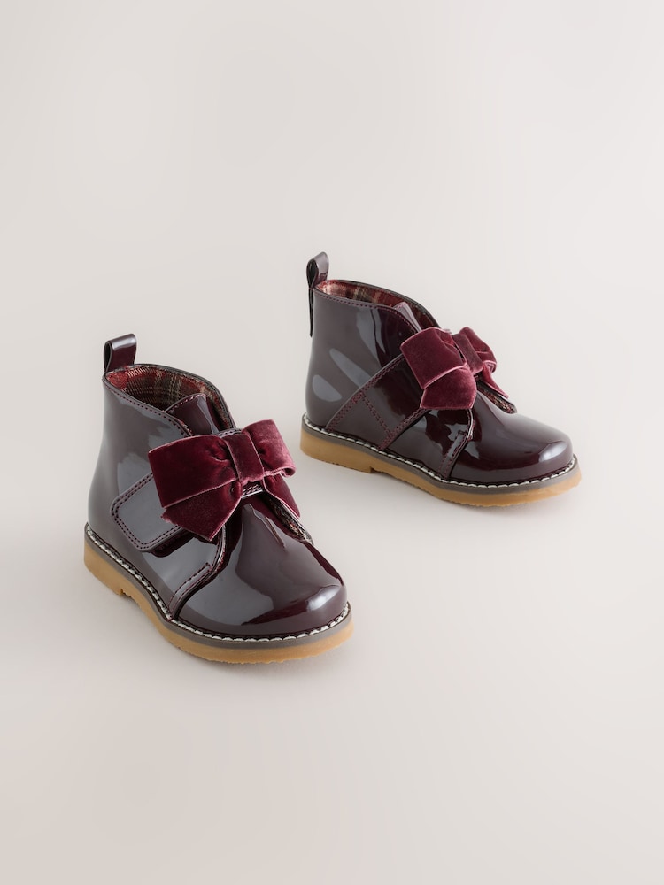 Burgundy Red Bow Detail Ankle Boots - Image 1 of 6